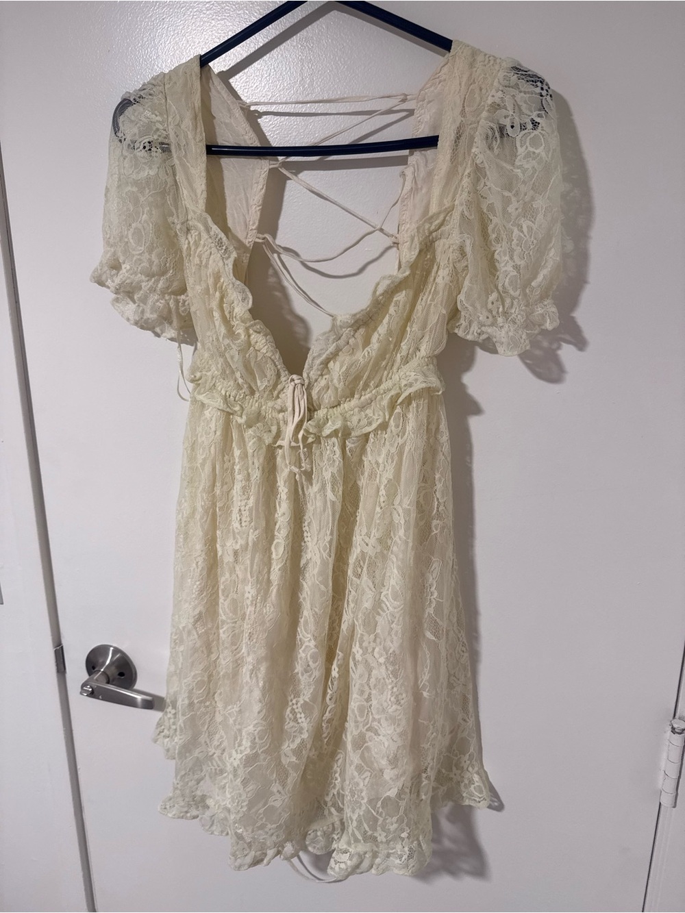 Urban Outfitters Cream Lace off the shoulder Dress